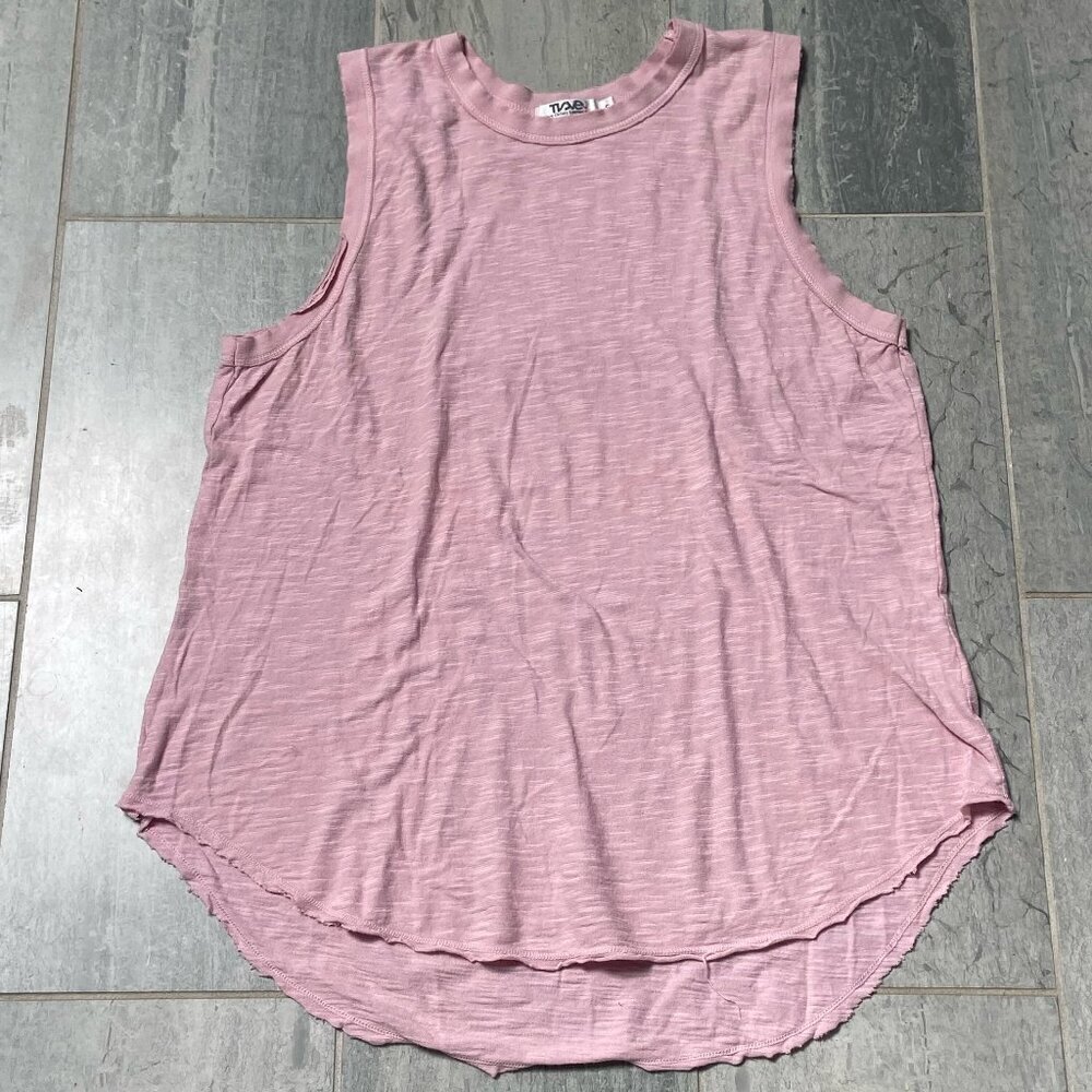 T2Love Clothing 100% Cotton Sleeveless Hi-Low Raw Hem Tank Top Pink Size Small